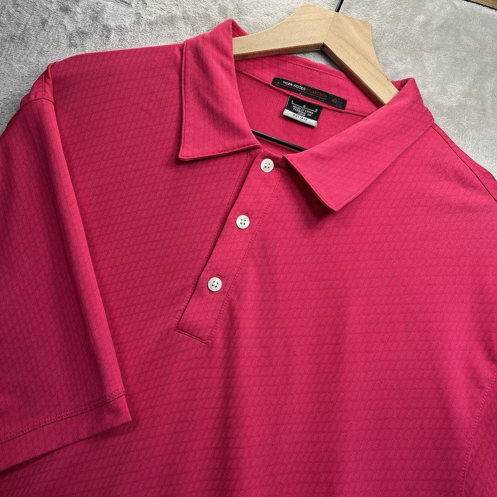 Nike Tiger Woods Collection size L Polo Shirt Mens Pink Short Sleeve Golf